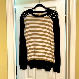 Michael Kors Navy Stripped Tan and Cream Sweater